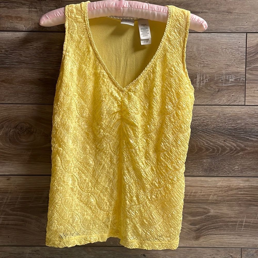 EMMA JAMES Ladies Petite Medium Lace Tank Top Blouse Yellow